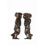 Alfred Stevens (1817-1875) Caryatids for the Boy Stove two patinated bronze figures unsigned,