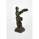 G NIsini Foundry, Rome Victoire de Samothrace patinated bronze after the Hellenistic, on veined