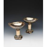 ? A fine pair of Artificers' Guild silver and narwhal tusk bowls designed by Edward Spencer, the