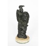 ‡ Irenee Rochard (1906-1984) Vultures on a Rock, painted bronze on marble base, signed in the cast I