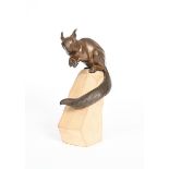 Leo Amaury (1885-) Squirrel patinated bronze on stone base incised Leo Amaury, Bronze 30cm. high