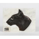 Donald Gilbert, After Panther patinated bronze panel on rectangular marble unsigned 11 x 9.5cm (cat)