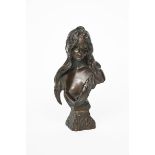 Emmanuel Villanis (1858-1914) Nelly patinated bronze bust signed in the cast E Villanis and cast