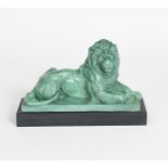 ‡ Sir William Reid Dick (1879-1961) Menin Gate Lion, Ypres 1927 verdi gris bronze, on polished slate