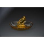 'Moineau' No.284 a Lalique yellow glass cendrier designed by Rene Lalique, etched Lalique France