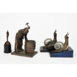 James Butler MBE RA, (born 1931) The Burton Cooper, 1977 patinated bronze, a pair of patinated snail