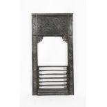 A Barnard Bishop and Barnard cast iron small fireplace designed by Thomas Jekyll, rectangular,