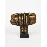 ‡ Ralph Brown RA (1928-2013) Female Head, 1962 patinated bronze on polished black slate base,