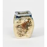 A Martin Brothers stoneware Aquatic miniature vase by Edwin and Walter Martin, square section, the