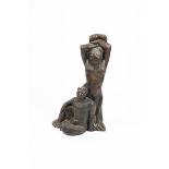 Leon Underwood, manner of Mother and Child a tall carved wood sculpture unsigned 99cm. high