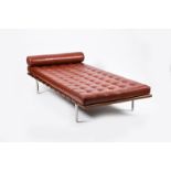A Knoll Studio Barcelona day couch designed by Ludwig Mies Van Der Rohe, rectangular metal frame