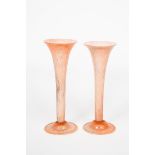 A near pair of Gray-stan vases designed by Mrs Graydon-Stannus, footed, flute form, mottled with and