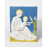 'Madonna and Child with Lilies' a large Della Robbia style panel, rectangular form, cast in