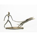 Hagenauer, manner of Diana and Hounds patinated bronze on shaped base unsigned 34cm. wide, 19.5cm.