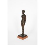 ‡ Gustave Adolf Daumiller (1876-1962) Standing female nude patinated bronze on red marble base