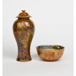 A Wedgwood Butterfly lustre vase and cover designed by Daisy Makeig-Jones, slender baluster vase