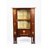 An inlaid mahogany display cabinet, possibly J S Henry or Shapland & Petter, rectangular form with