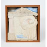 ‡ Keith Newstead (born 1943) Mythologies no.2 Westwood Limestone with painted detail, framed in wood