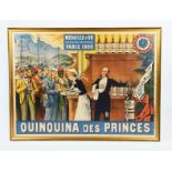 Quinquina des Princes lithographic poster printed by Charles Verneau, Paris, framed printers mark to