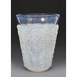 'St Tropez' No.10-915 a Lalique opalescent glass vase designed by Rene Lalique, stencil R Lalique