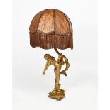 Charles Georges Ferville Suan (1847-1925) a gilt patinated bronze table lamp, modelled as a naked