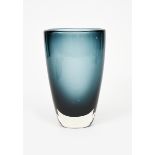 A Whitefriars Indigo glass vase designed by Geoffrey Baxter, flaring elliptical form, dark blue