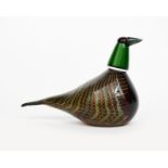 A large iittala Nuutajarvi glass Festive Pheasant bird designed by Oiva Toikka, 2007, etched