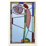 A 'Glasgow School' stained glass window, in the manner of Margaret Macdonald Mackintosh, rectangular