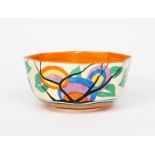 'Circle Tree' a Clarice Cliff Fantasque Bizarre bowl, octagonal, painted in colours above black,