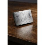 A RARE 17TH CENTURY STEEL SNUFF BOX C.1670-80 the hinged lid finely engraved with a leopard, a