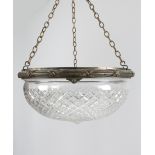 A CUT-GLASS CEILING LIGHT OR PLAFONNIER LATE 19TH / EARLY 20TH CENTURY with a bronze moulded and