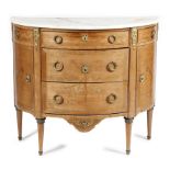 A FRENCH KINGWOOD AND MARQUETRY COMMODE IN TRANSITIONAL STYLE LATE 19TH CENTURY inlaid with swags