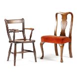 A FRUITWOOD, BEECH AND ELM CHILD'S WINDSOR ARMCHAIR 19TH CENTURY of Oxford type, together with an