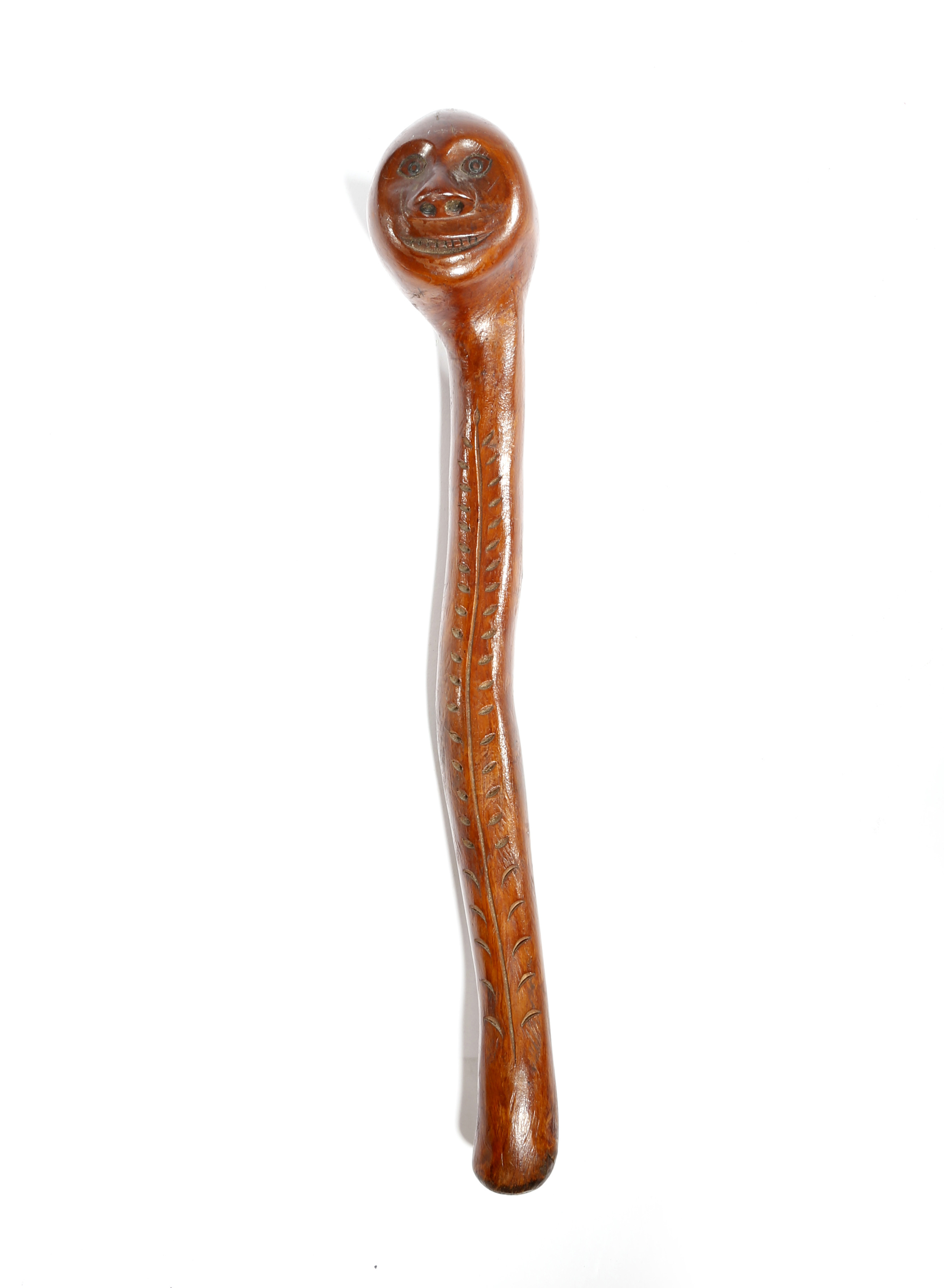 AN IRISH ROOTWOOD FOLK ART SHILLELAGH LATE 19TH / EARLY 20TH CENTURY the club head carved with a