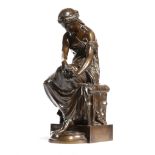 A BRONZE FIGURE OF PSYCHE BY EUGENE-ANTOINE AIZELIN (FRENCH 1821-1902) cast by F. Barbedienne, the