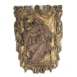 AN OAK AND GILTWOOD RELIGIOUS PANEL OF ST. PETER PROBABLY NETHERLANDS, LATE 17TH / EARLY 18TH
