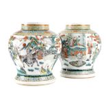 A PAIR OF CHINESE PORCELAIN BALUSTER VASES LATE 19TH / EARLY 20TH CENTURY each decorated with