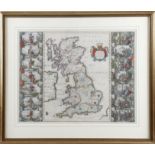'BRITTANIA' AN ENGRAVED MAP BY JOHANNES BLAEU (DUTCH 1596-1673) hand-coloured, with fourteen