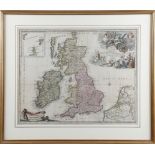 'LES ISLES BRITANNIQUES' AN ENGRAVED MAP BY JAN BAREND ELWE (DUTCH 1777-1815) hand-coloured, with an