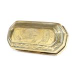 A REGENCY ANGLO-DUTCH BRASS TOBACCO BOX DATED '1814' the hinged lid inscribed 'Elisha Blomfeild,