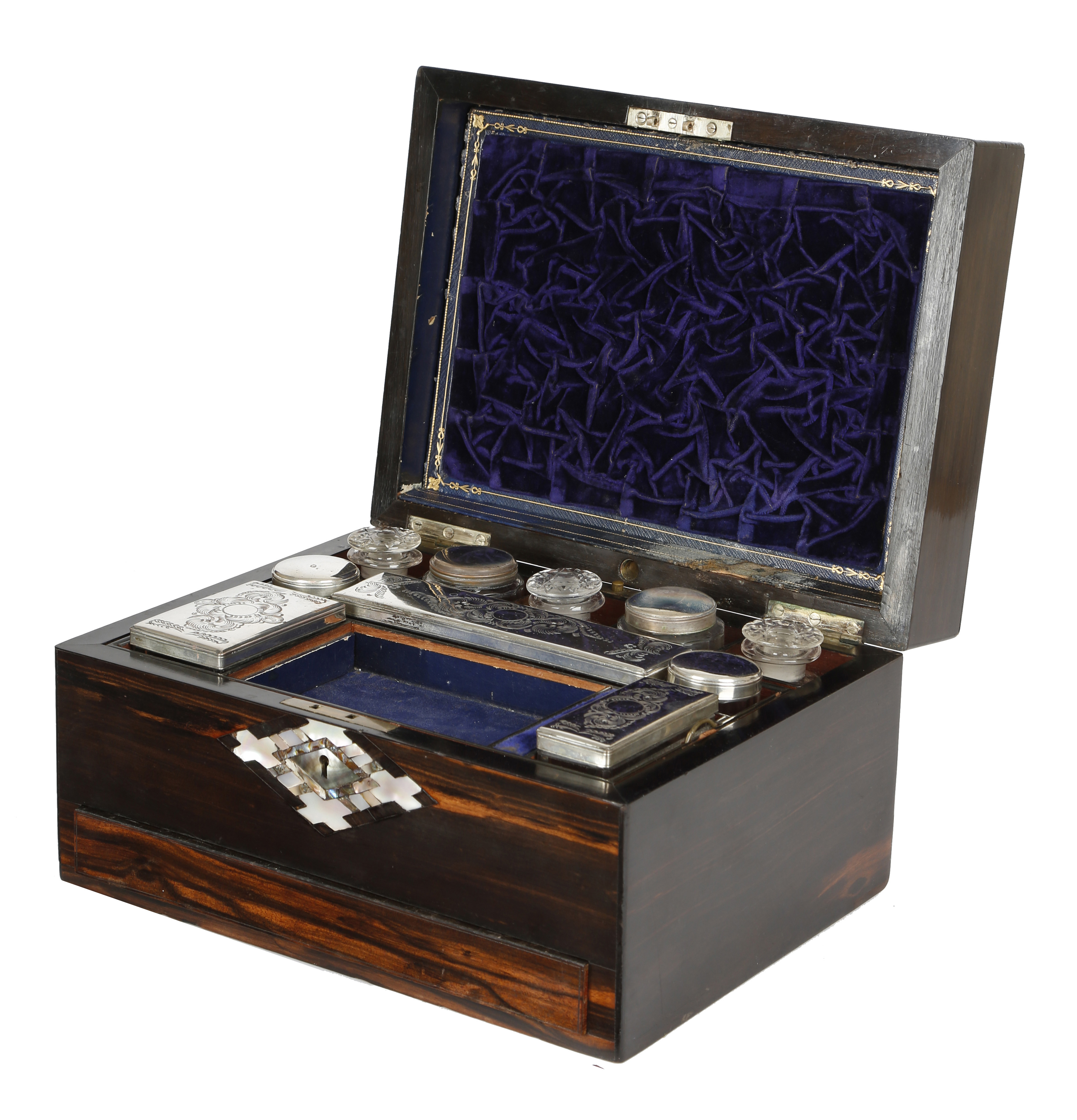 A VICTORIAN COROMANDEL DRESSING CASE C.1860 inlaid with mother of pearl, abalone and ebony lozenges, - Image 2 of 2