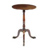 A MAHOGANY AND FRUITWOOD TRIPOD OCCASIONAL TABLE 18TH CENTURY BUT TOP AND BASE ASSOCIATED the
