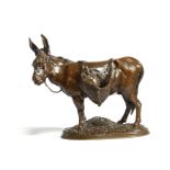 'ANE D'AFRIQUE' A BRONZE MODEL OF A DONKEY AUGUSTE NICOLAS CAIN (FRENCH 1821-1895) carrying basket