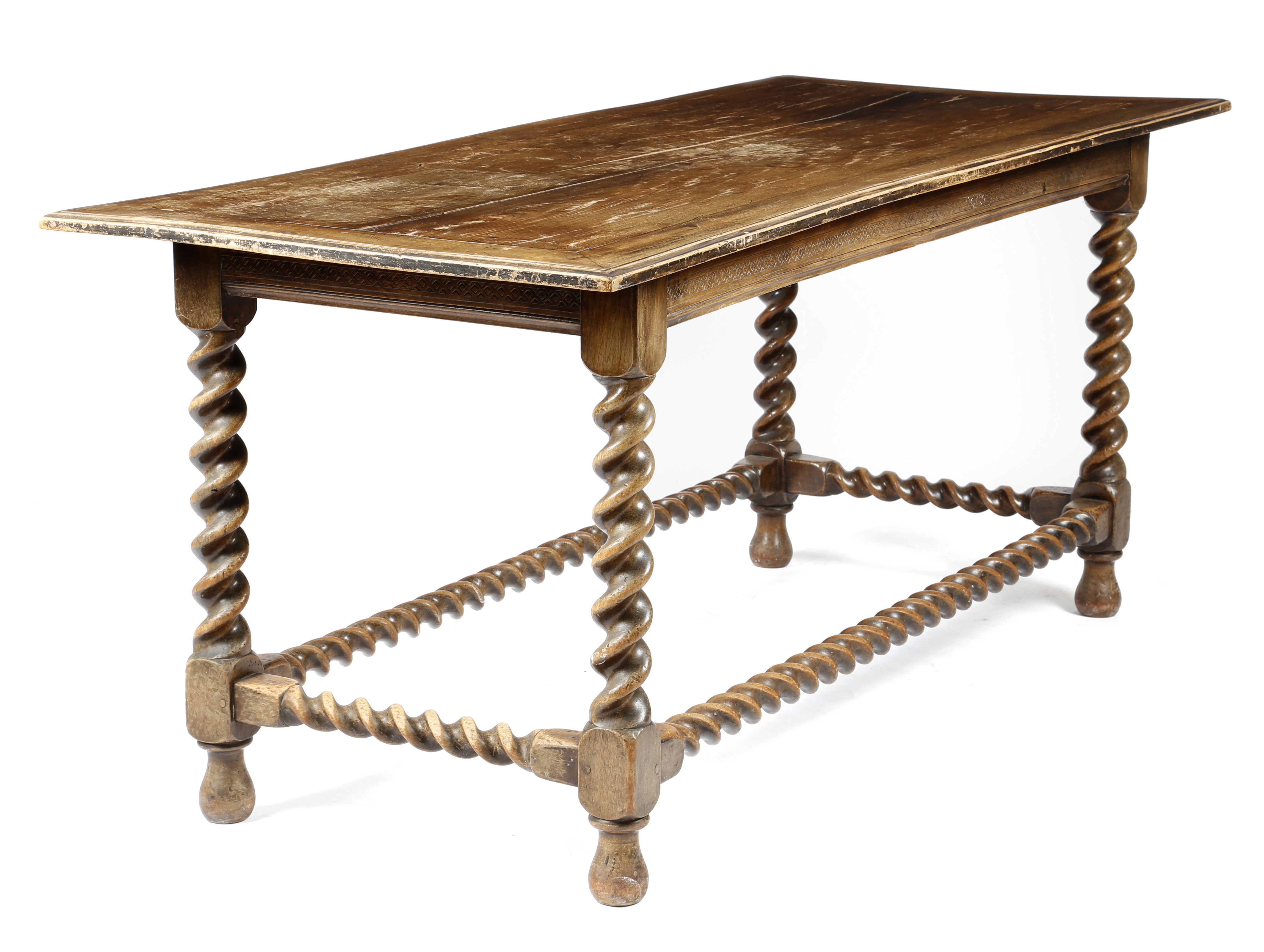 A CONTINENTAL WALNUT CENTRE TABLE IN 17TH CENTURY STYLE LATE 19TH / EARLY 20TH CENTURY the