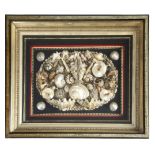 A LARGE VICTORIAN SHELLWORK PICTURE c.1870-80 formed from numerous different shells, including