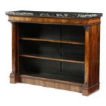 λ A PAIR OF WILLIAM IV ROSEWOOD OPEN BOOKCASES EARLY 19TH CENTURY each with a later verde antico