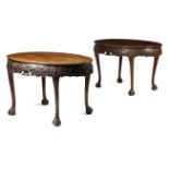 A NEAR PAIR OF IRISH MAHOGANY OVAL SILVER TABLES LATE 19TH / EARLY 20TH CENTURY each with a dished