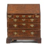 AN EARLY GEORGE III YEW BUREAU C.1760-70 inlaid with chevron stringing, the interior with an