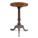 A GEORGE III MAHOGANY TRIPOD OCCASIONAL TABLE C.1760 the circular fixed top on a ring turned