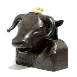 A RARE CANADIAN CAST IRON BULL'S HEAD PERFUME DISPENSER LATE 19TH CENTURY probably made for the